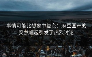 事情可能比想象中复杂：麻豆国产的突然崛起引发了热烈讨论