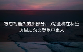 被忽视最久的那部分，p站全称在标签页里后劲比想象中更大