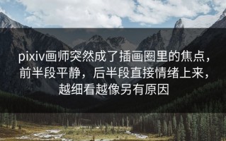pixiv画师突然成了插画圈里的焦点，前半段平静，后半段直接情绪上来，越细看越像另有原因