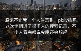 原来不止我一个人注意到，pixiv插画这次悄悄进了很多人的搜索记录，不少人看完都说今晚还会想起