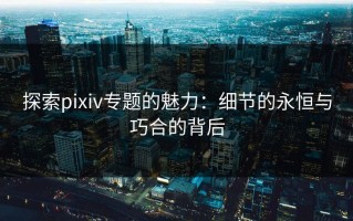 探索pixiv专题的魅力：细节的永恒与巧合的背后