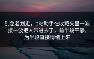 别急着划走，p站助手在收藏夹里一波接一波把人带进去了，前半段平静，后半段直接情绪上来