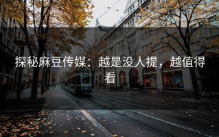 探秘麻豆传媒：越是没人提，越值得看