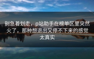 别急着划走，p站助手在榜单区里突然火了，那种想退出又停不下来的感觉太真实