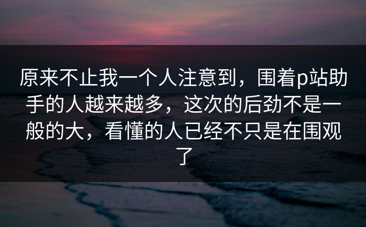 原来不止我一个人注意到，围着p站助手的人越来越多，这次的后劲不是一般的大，看懂的人已经不只是在围观了-第1张图片-p站自媒体 | p站网页版内容站