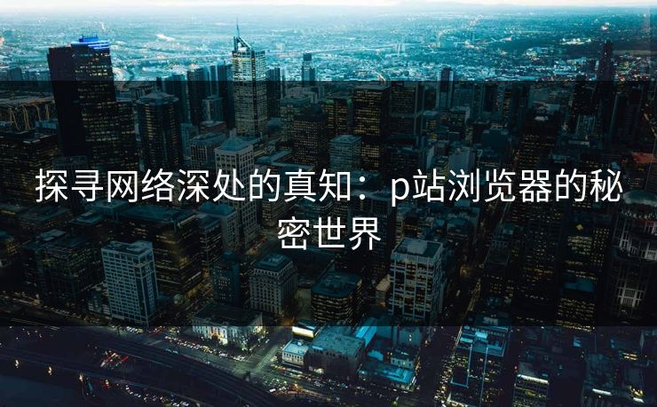 探寻网络深处的真知：p站浏览器的秘密世界