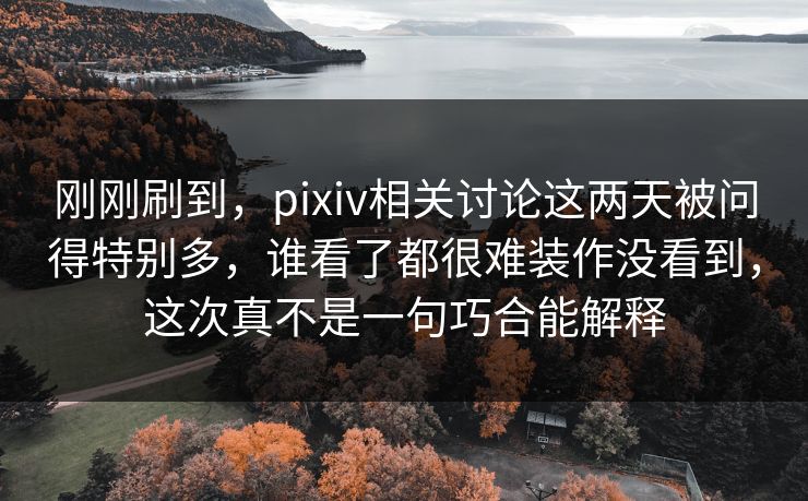 刚刚刷到，pixiv相关讨论这两天被问得特别多，谁看了都很难装作没看到，这次真不是一句巧合能解释-第1张图片-p站自媒体 | p站网页版内容站
