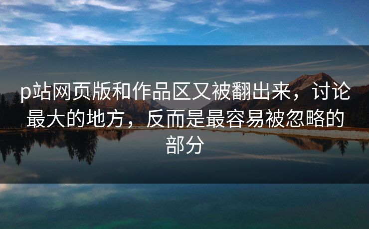 p站网页版和作品区又被翻出来，讨论最大的地方，反而是最容易被忽略的部分-第1张图片-p站自媒体 | p站网页版内容站