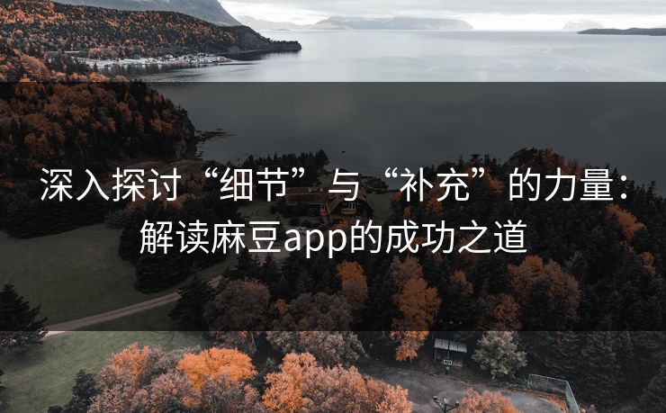 深入探讨“细节”与“补充”的力量：解读麻豆app的成功之道-第1张图片-p站自媒体 | p站网页版内容站