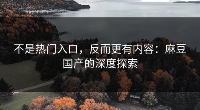 不是热门入口，反而更有内容：麻豆国产的深度探索